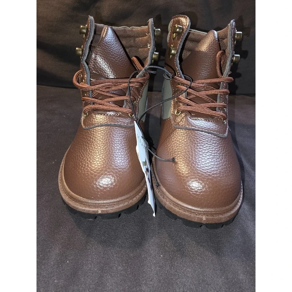 Work Boots Kids Size 4 Rocawear Cadet Brown Olive BBCADET